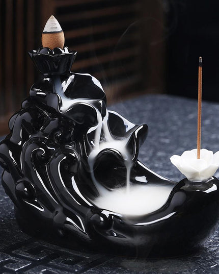 Tranquil Cascade Ceramic Incense Burner for Home Aromatherapy and Relaxation