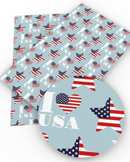 Patriotic Faux Leather Crafting Material - 20*33cm