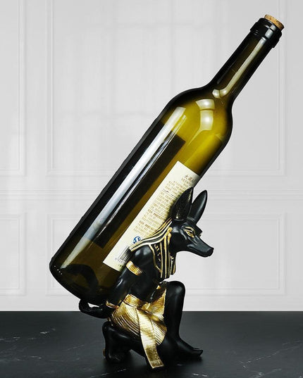 Anubis Wine Rack Sculpture - Stunning Resin Art Piece for Wine Connoisseurs and Culture Enthusiasts