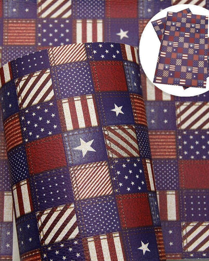 Patriotic Faux Leather Crafting Material - 20*33cm