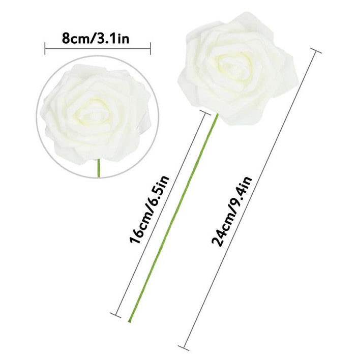 Chic Gray Artificial Rose Flower Set with Realistic PE Foam Material