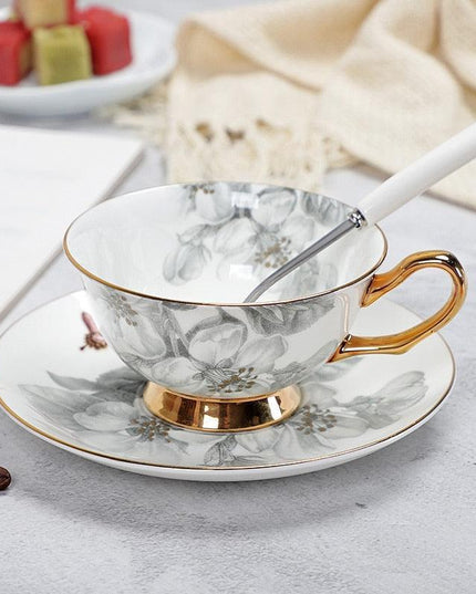 Charming YeFine Bone China Tea Cup & Saucer Set - Whimsical On-Glazed Design