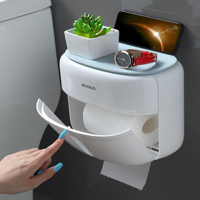 Bathroom Organizer with Phone Holder and Quick-Change Toilet Paper Feature