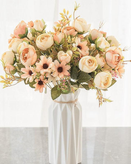 Chic Faux Pink Rose Arrangement - Effortless Home Style Upgrade