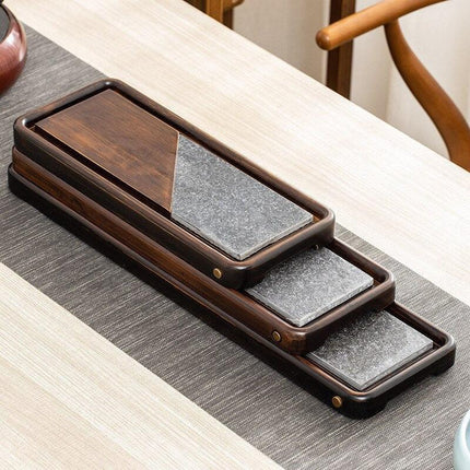 Elegant Dual-Purpose Wooden Tea Tray and Display Table for Discerning Tea Enthusiasts