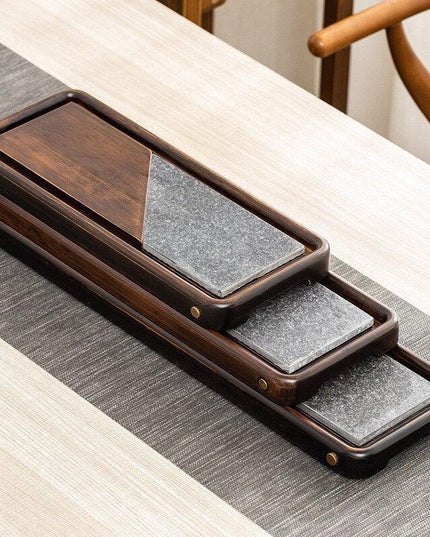 Elegant Dual-Purpose Wooden Tea Tray and Display Table for Discerning Tea Enthusiasts