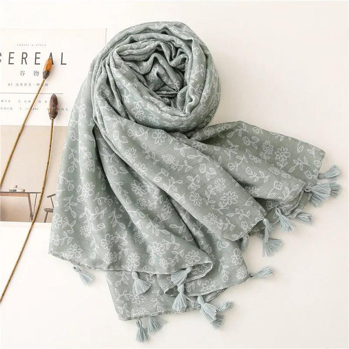 Luxurious Blue Porcelain Cashmere Blend Shawl - The Perfect Accessory for Any Occasion