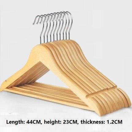 10-Pack Extra-Wide Solid Wood Hangers with Metal Hooks for Closet Organization