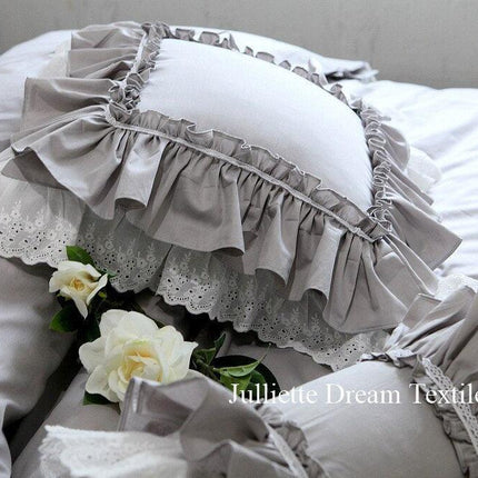 Chic Striped Ruffled Lace Pillowcase for Stylish Home Accents