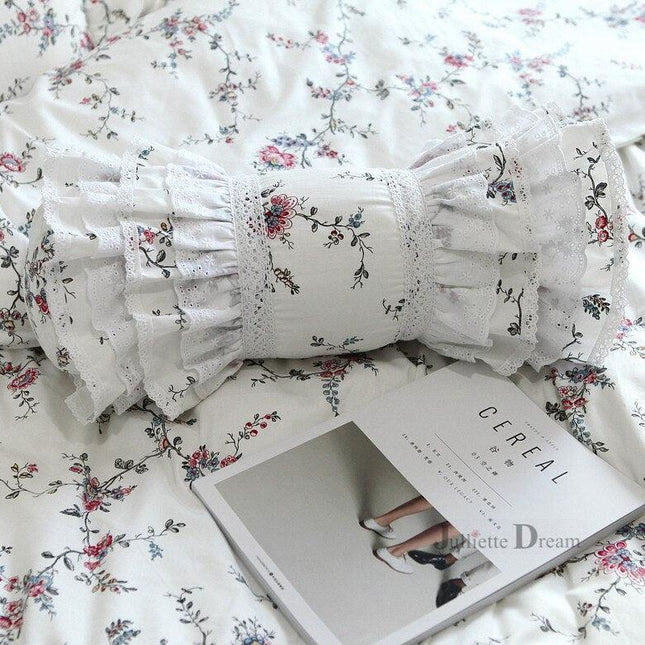 Embroidered Elegance White Lace Cushion - European-Inspired Luxurious Home Decor Accent