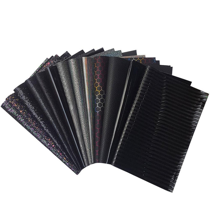 Sparkling Black Faux Leather Crafting Kit - Essential DIY Supplies