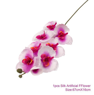1PC Silk Butterfly Orchid Artificial Flowers Bouquet For Wedding Home Decoration Real Touch Phalaenopsis Fake Flowers Peony Rose-Home Décor›Artificial & Dried Floral›Artificial Flowers & Leaves-Très Elite-Orchid 5-Très Elite