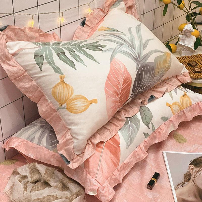 Cotton Pillow Case Duo with Elegant Floral Print