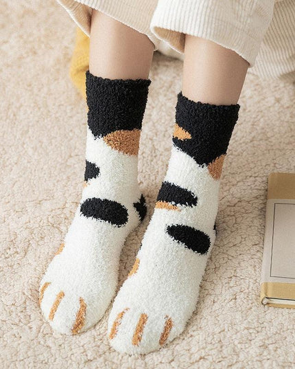 Adorable Furry Paws Women's Fleece Socks - Snuggly and Charming for Cozy Feet