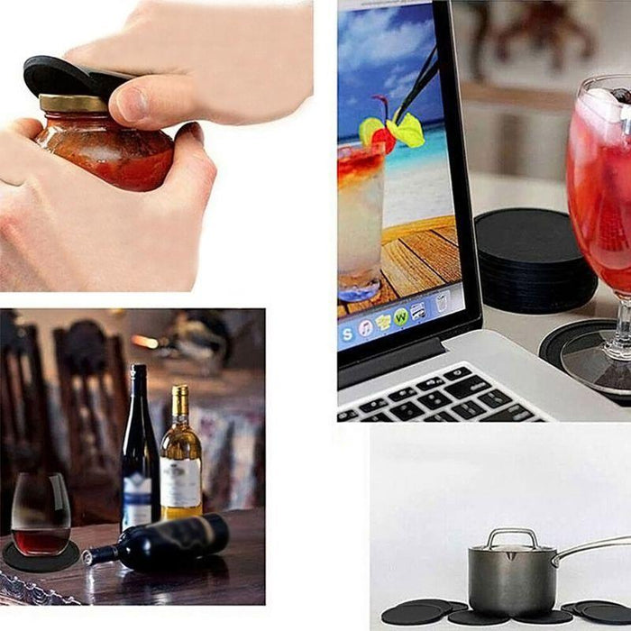 Elegant 7-Piece Black Silicone Coaster Set for Stylish Beverage Protection