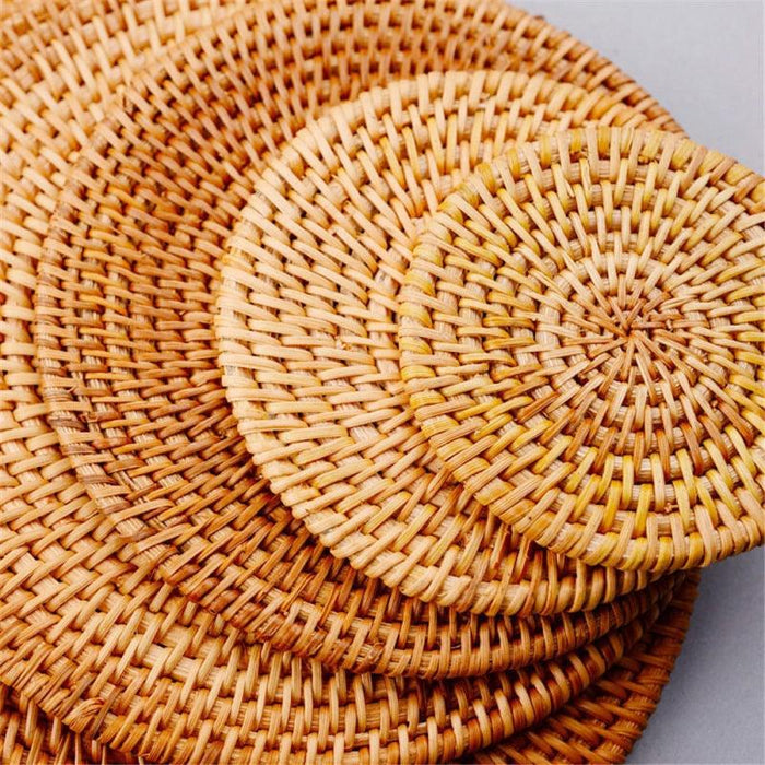 Rattan Coasters Set: Artisanal Elegance and Functional Sophistication