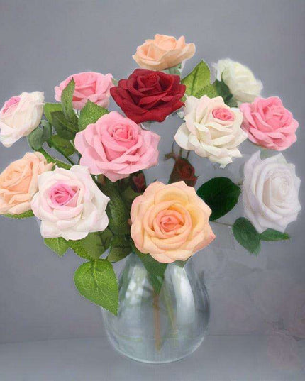 Eternal Elegance: Stunning Handcrafted Faux Latex Rose Branch for Timeless Décor