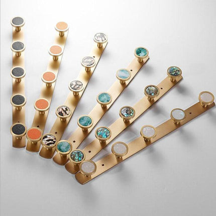 Elegant Luxe Gold Brass Wall Hook Rack with 5 Sturdy Hooks - Stylish Storage Solution