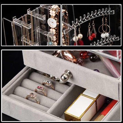 Jewelry Display Case with Adjustable Panels and Dust-Proof Protection