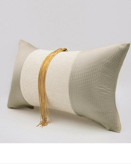 Elegant Gold-Striped Cotton Decorative Pillow Cover