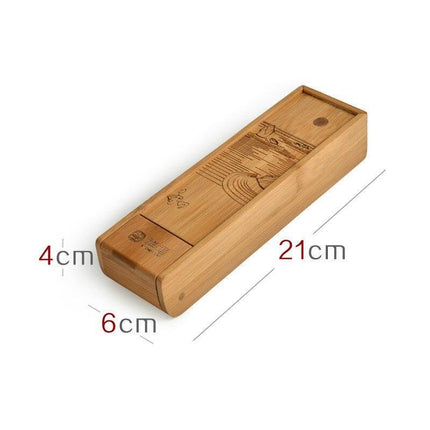 Elegant Chinese Bamboo Tea Set with Artistic River Design and Storage Box