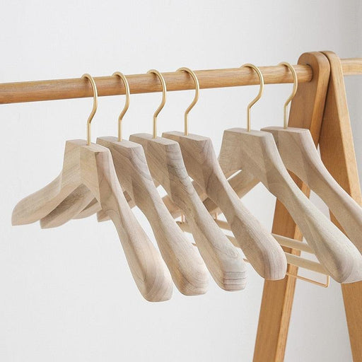 1pc Japanese Style Camphor Wood Non-Slip Clothing Hanger | 39x3.5cm for Wardrobe and Store