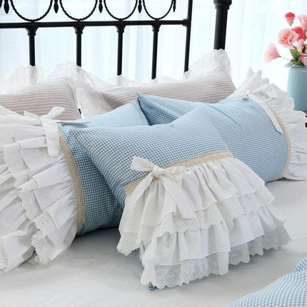 Chic Striped Ruffled Lace Pillowcase for Stylish Home Accents