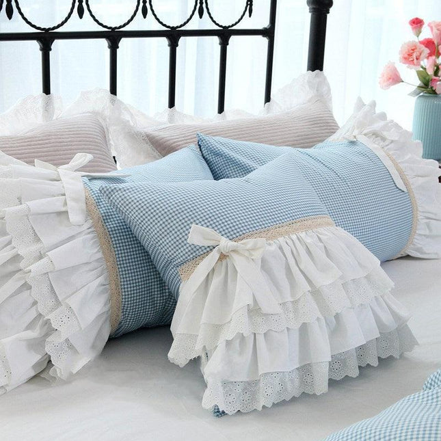 Chic Striped Ruffled Lace Pillowcase for Stylish Home Accents