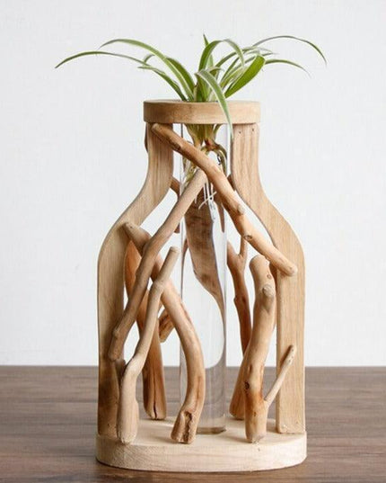 Artisan Crafted Wooden Vase with Unique Design