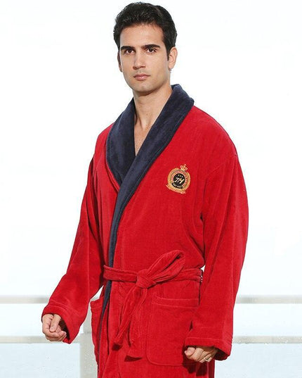 Sumptuous 100% Cotton Cut Velvet Men's Bathrobe - The Pinnacle of Comfort and Sophistication