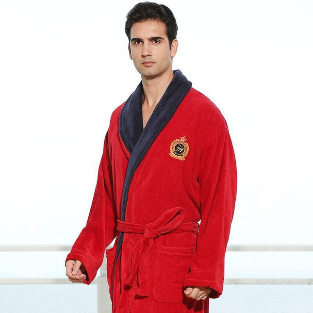 Sumptuous 100% Cotton Cut Velvet Men's Bathrobe - The Pinnacle of Comfort and Sophistication