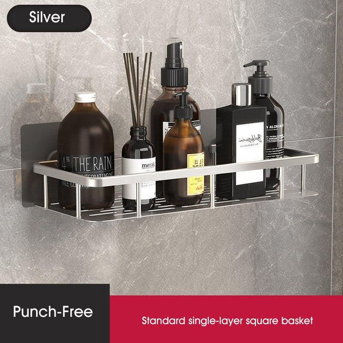 Luxury Space Aluminum Bathroom Organizer: Sleek Wall-Mount Shower Caddy