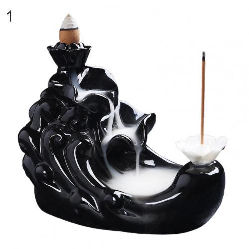 Serene Waterfall Ceramic Incense Burner with Smoke Cascade Design