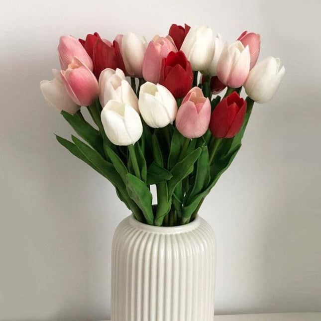 Chic Collection of 10 Lifelike Tulip Stems for Refined Home Decor