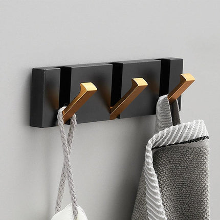 Modern Black Gold Compact Folding Towel Rack