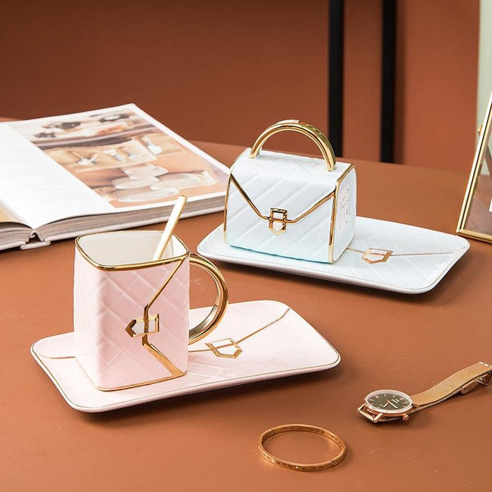 Chic Lady's Handbag-Inspired Coffee Cup Set - Perfect Gift for Birthdays and Holiday Celebrations!