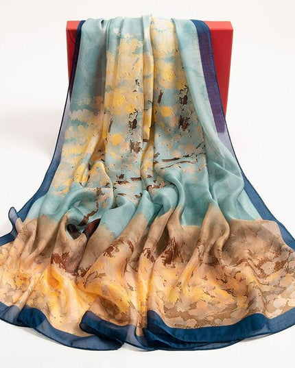 Elegant Silk Chiffon Scarf - Timeless Sophistication for Women