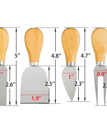 Gourmet Cheese Lover's Elite Stainless Steel Knife Set with Elegant Wood Handles - Perfect for Entertaining