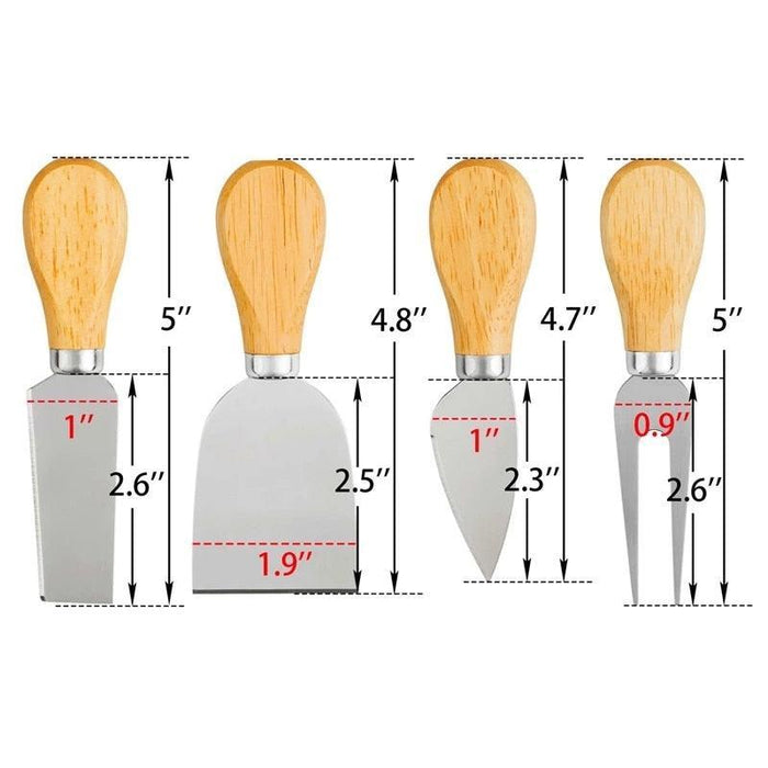 Cheese Lover's Stainless Steel Knife Set with Elegant Wooden Handles - Complete Host's Essential