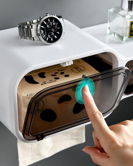 Wall-Mounted Tissue Dispenser with Versatile Storage for Bathroom Organization