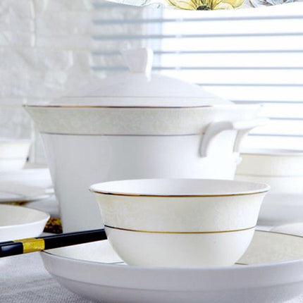 Sophisticated 60-Piece Handcrafted Korean Porcelain Dinnerware Set