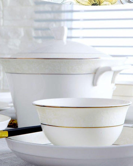 Sophisticated 60-Piece Handcrafted Korean Porcelain Dinnerware Set