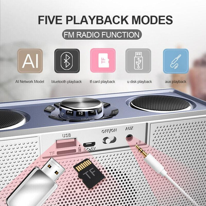 Mini LED Clock Display Bluetooth Subwoofer with FM Radio for Wireless Music Experience
