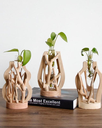 Artisan-crafted Wooden Vase for Stylish Home Accents