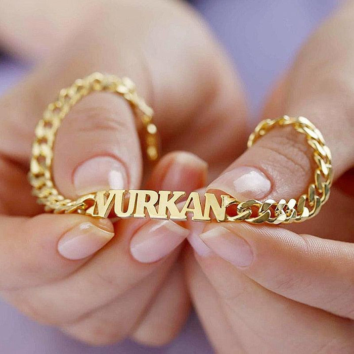 Customizable Gold Cuban Chain Name Bracelet - Durable Stainless Steel Jewelry