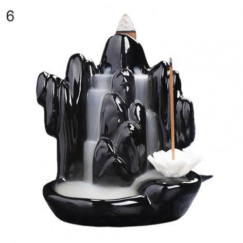 Serene Waterfall Ceramic Incense Burner with Smoke Cascade Design