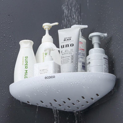 Smart Triangular Bathroom Organizer with Drainage System