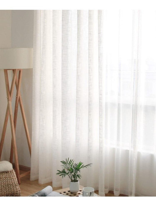 Chic White Cross Texture Sheer Curtain Duo Set for Elegant Home Styling