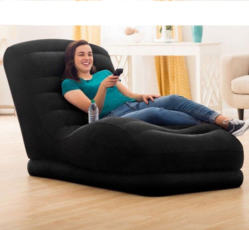 Portable Inflatable Lounge Chair with Backrest, Footrest, and Cup Holder