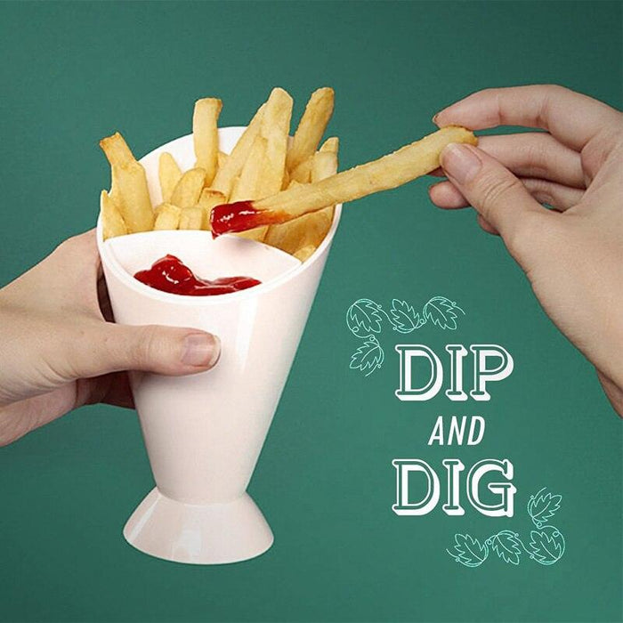 French Fry Cone Holder with Removable Dipping Cup